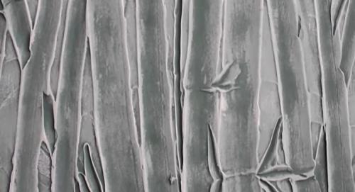 Имитация бамбука на стене с помощью ложки. Если соединить шпаклёвку + пластиковую ложку, то получится интересный декор