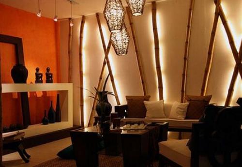 Бамбуковые стены. декоративные стволы бамбука